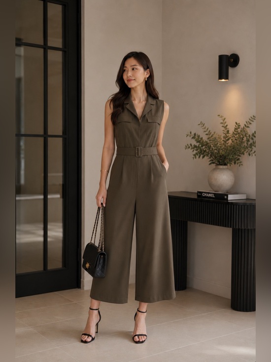 RW&CO. Pants - BNWT RW&CO. Olive Green Sleeveless Utility Jumpsuit with Belt size M